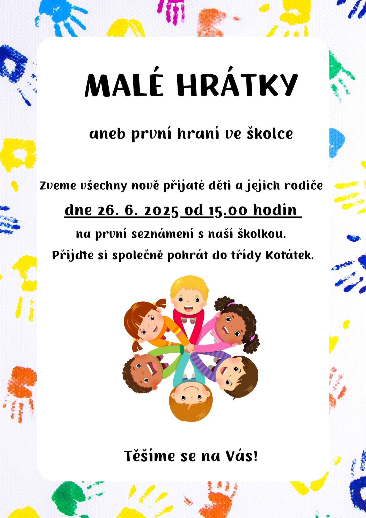 Adaptační odpoledne pro nové děti 26.6.2025 od 15. hodin