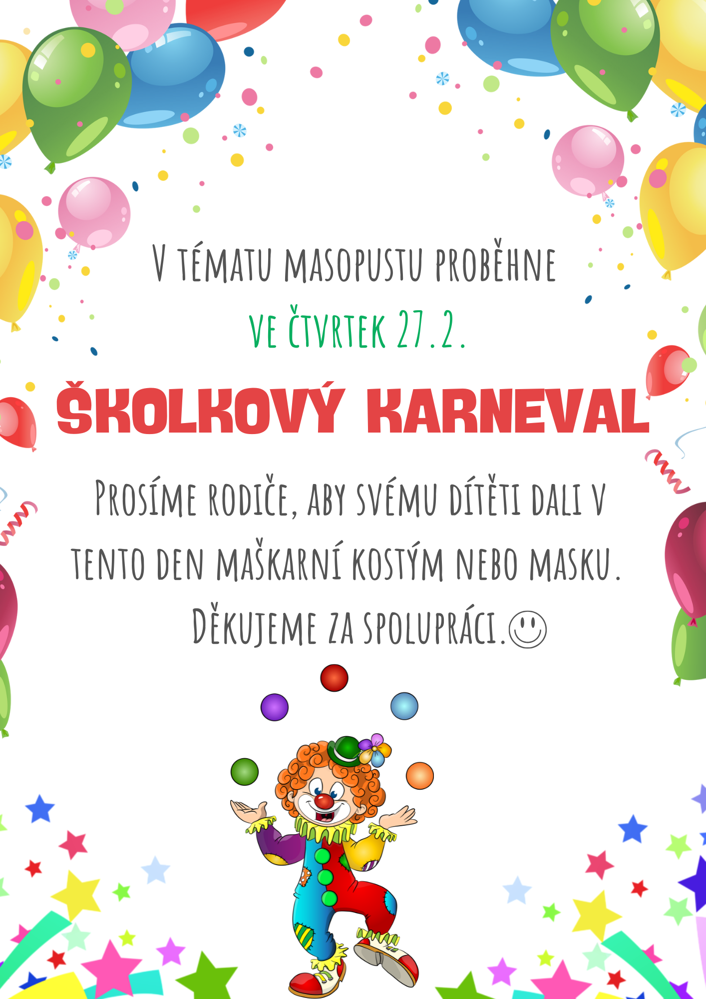 Školkový karneval dne 27.2.2025